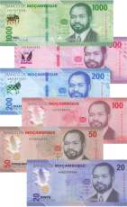 Mosambik Set p155a bis p160a 20 bis 1000 Meticais 2024